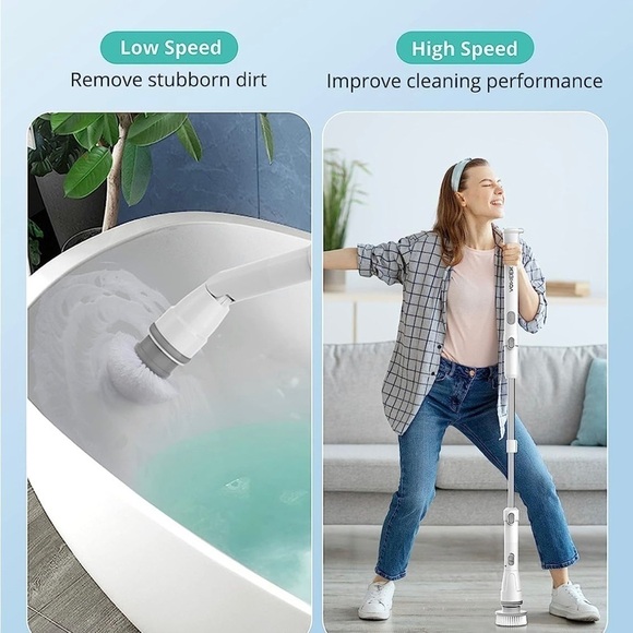 New Electric Spin Scrubber Cordless Adjustable Extension Arm 4 Cleaning Heads - Picture 4 of 6